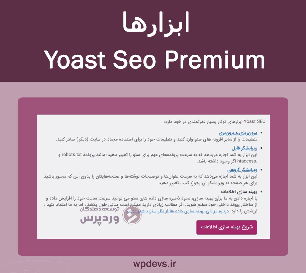 ابزارها افزونه Yoast Seo Premium